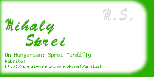 mihaly sprei business card
